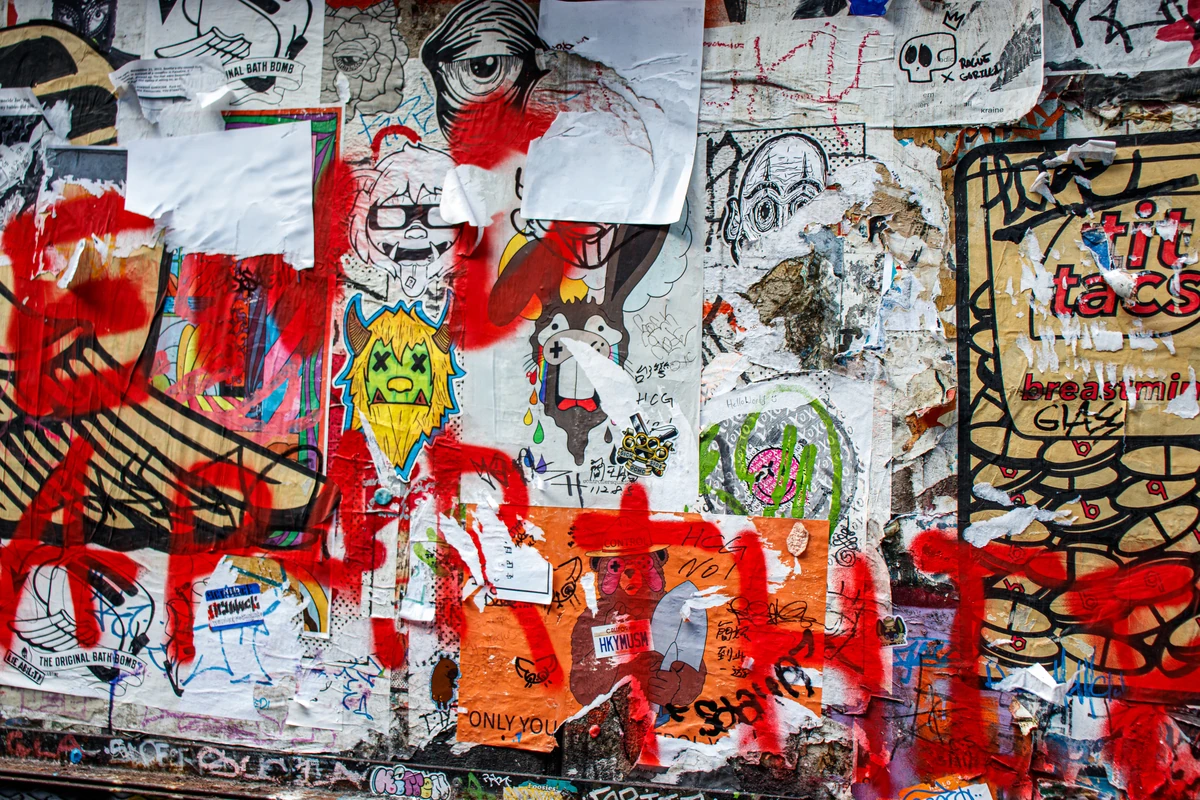 Original graffiti wall photographed at Pike Place Market