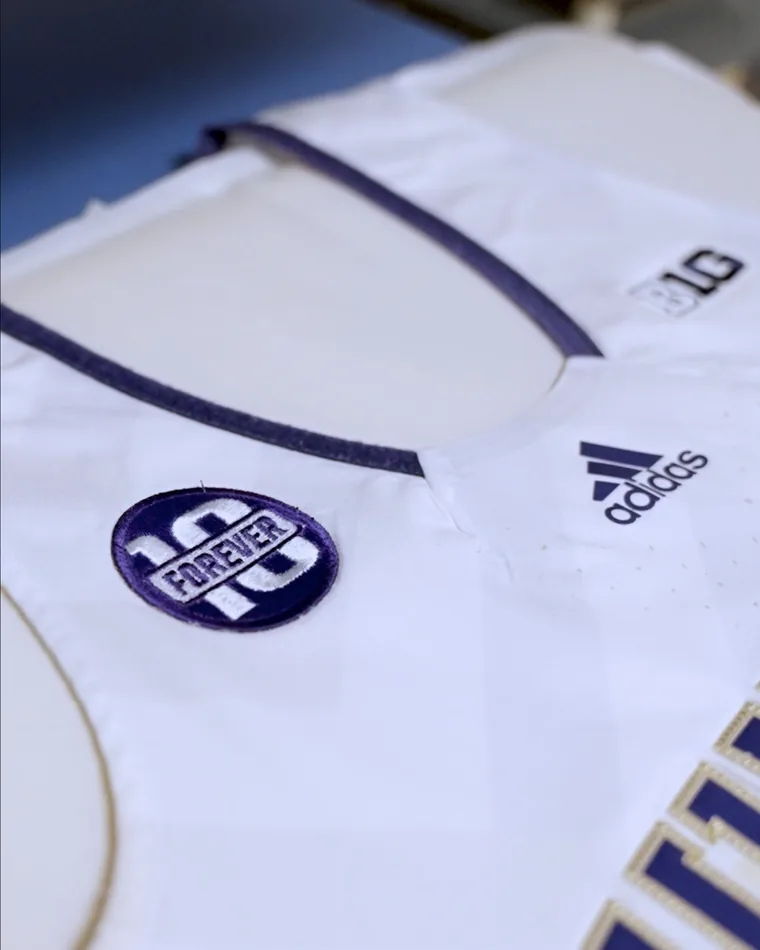 Forever 10 patch ironed onto a Washington jersey