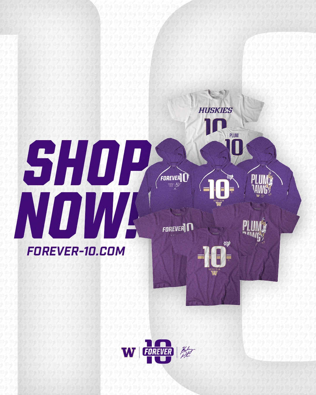 Shop Now! forever-10.com merch promo graphic