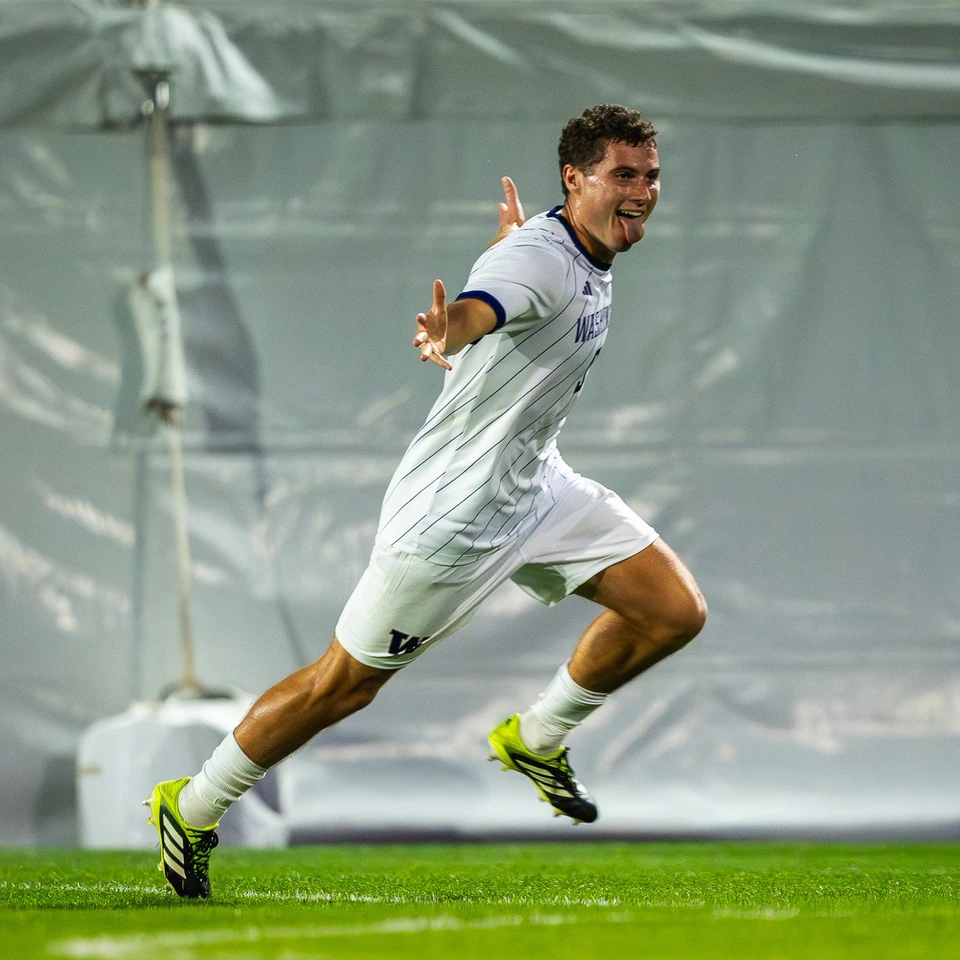 Washington forward Charlie Kosakoff celebrates after scoring a goal