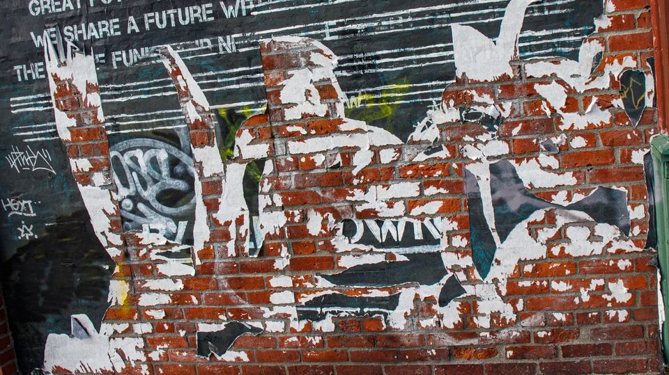 Graffiti on a brick wall