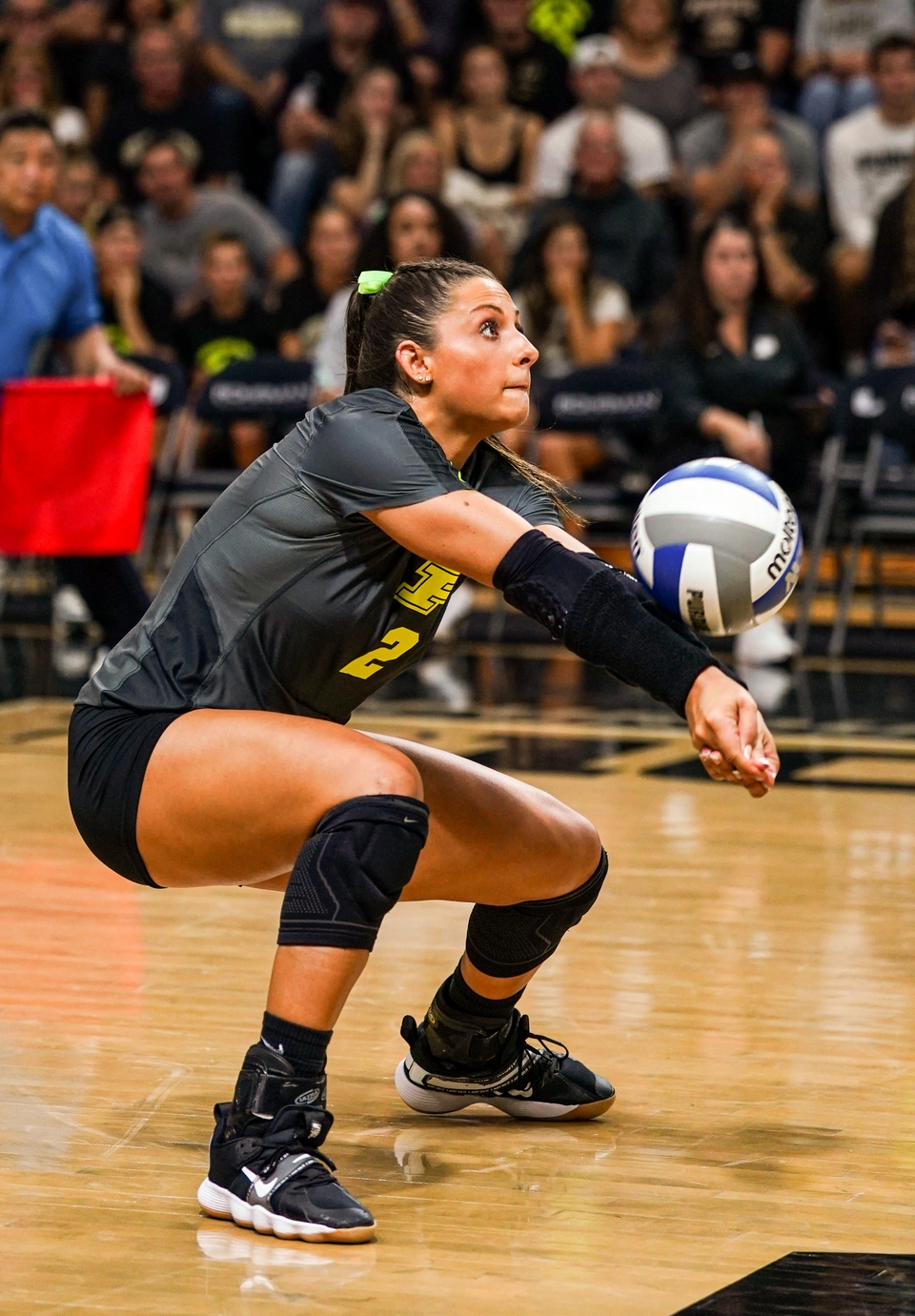 Purdue outside hitter Chloe Chicoine digging a ball
