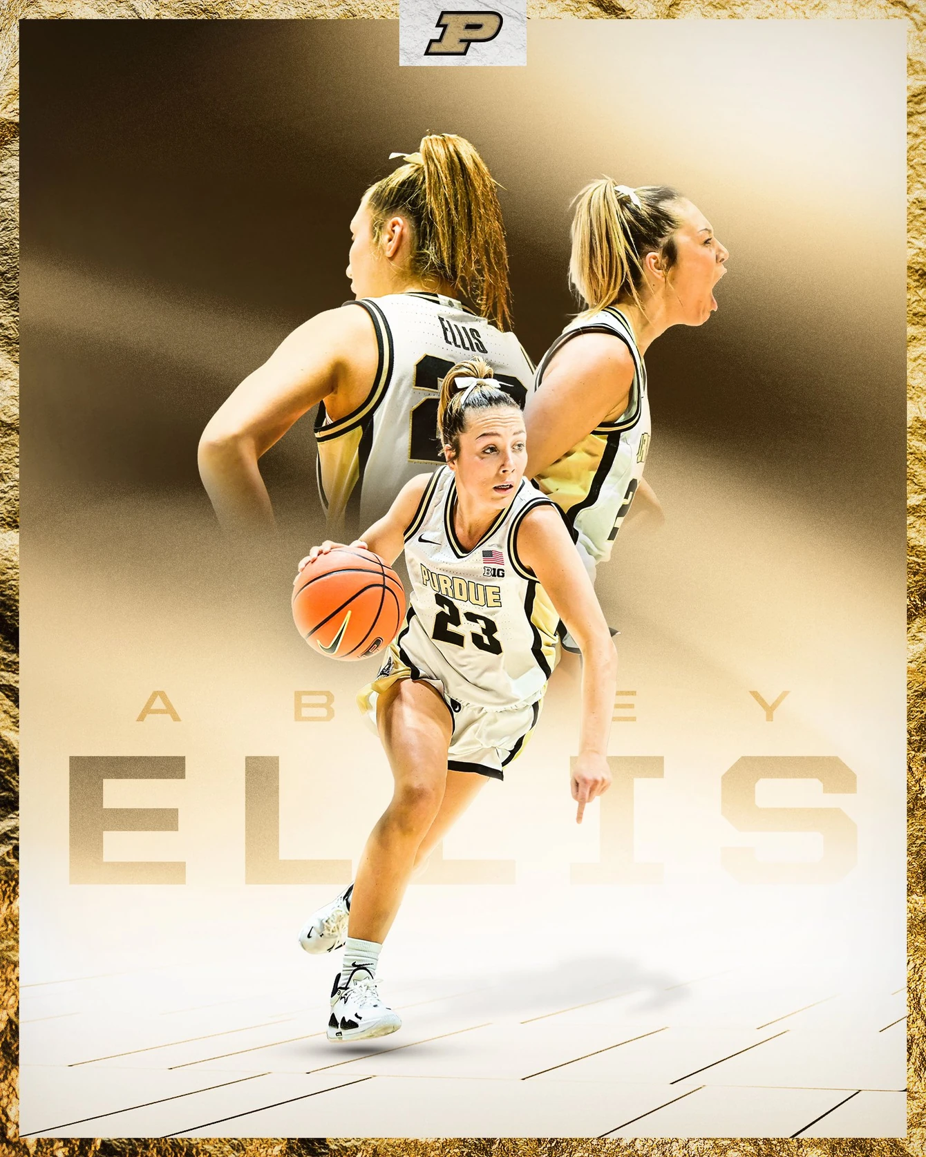Graphic created of former Purdue guard Abbey Ellis
