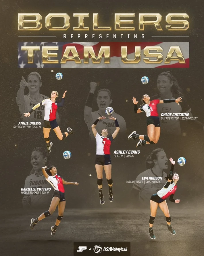 Team USA motion graphic featuring Purdue volleyball athletes